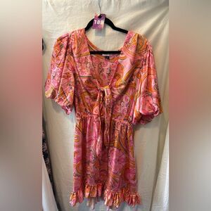 Delfi Collective Pink Sage Dress Sz L *Flawed*
